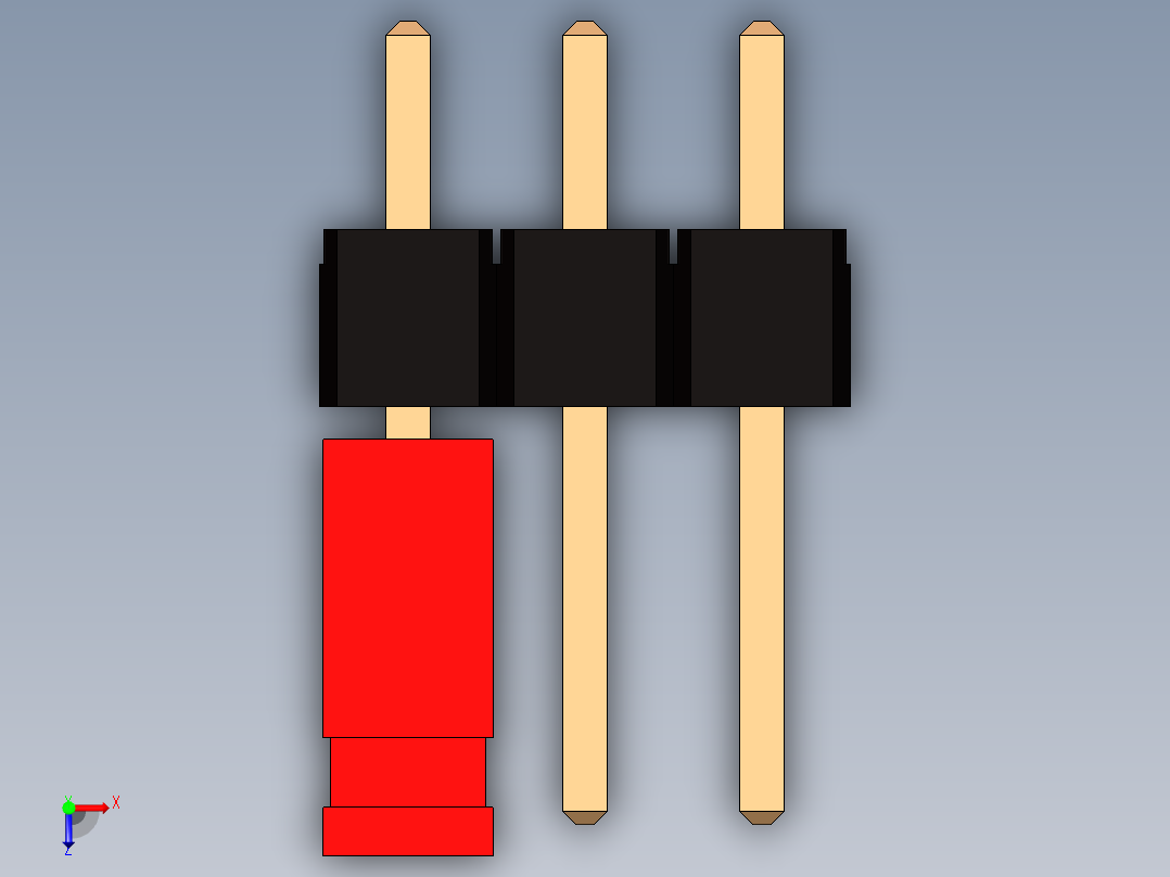 带跳线的排针-pinheader 2x3 and 1l jumper俯视图