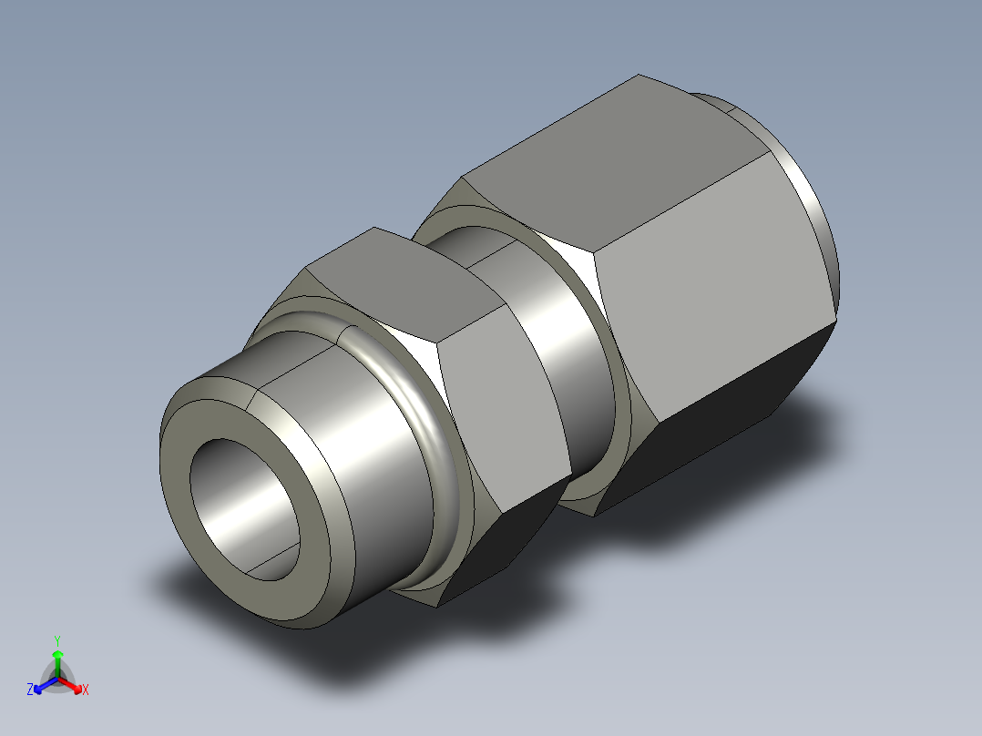 卡套式工业通用硬管接头8_f5bu-s正等轴测图