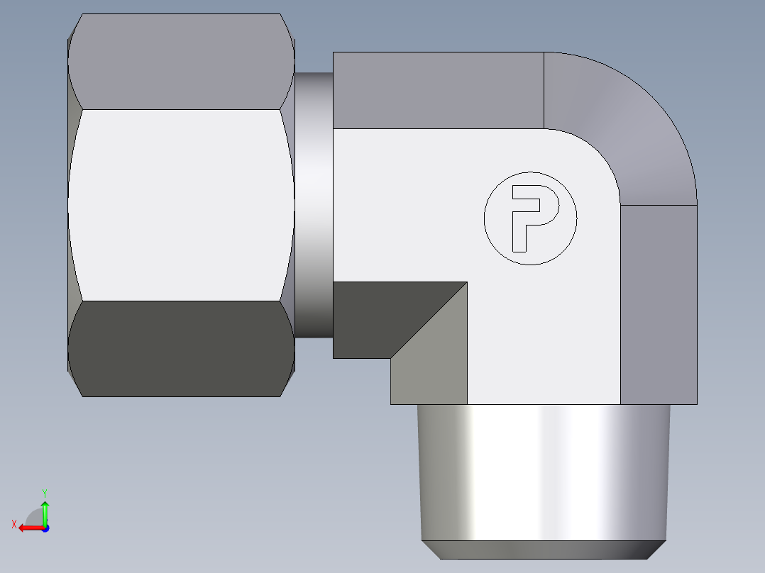 卡套式工业通用硬管接头EO_Male_stud_elbow_WE16SM71后视图