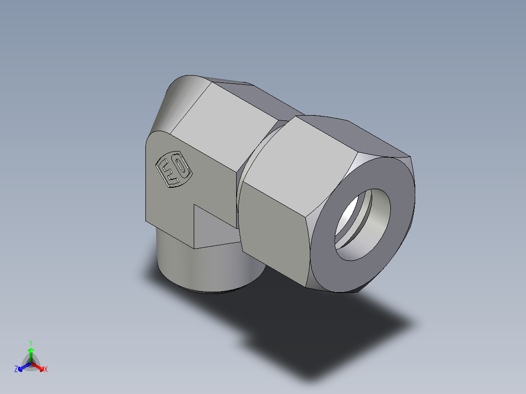 卡套式工业通用硬管接头EO_Male_stud_elbow_WE16SM71正等轴测图