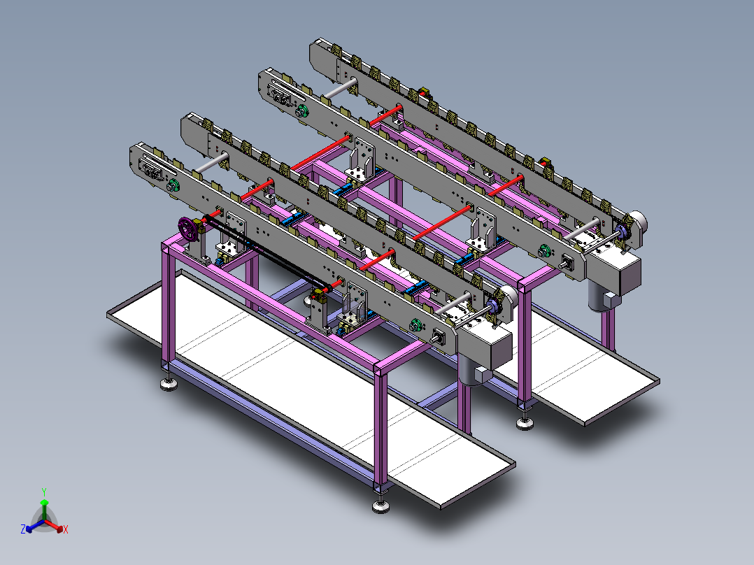 可调节输送带（sw21可编辑+工程图+bom）正等轴测图