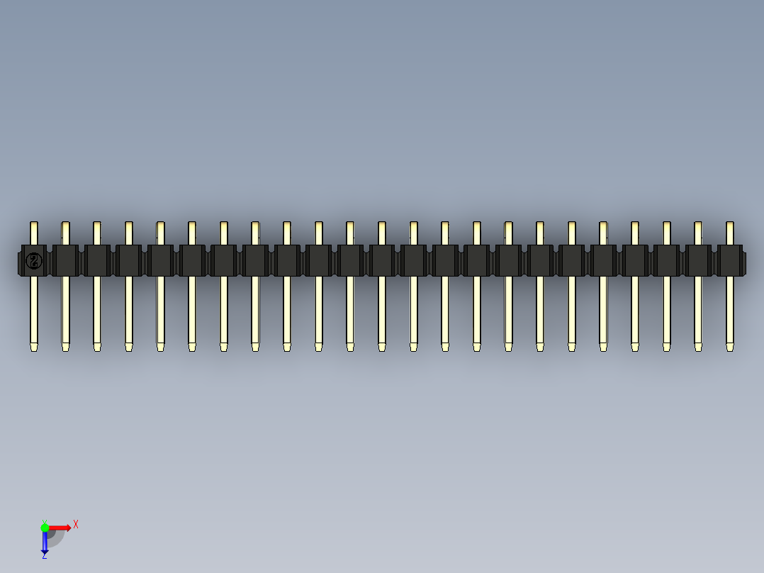 彩色公排针 100mil 2.54mm 系列-DS1022_black_1x23p_100mil_TypeD_rev1.0俯视图
