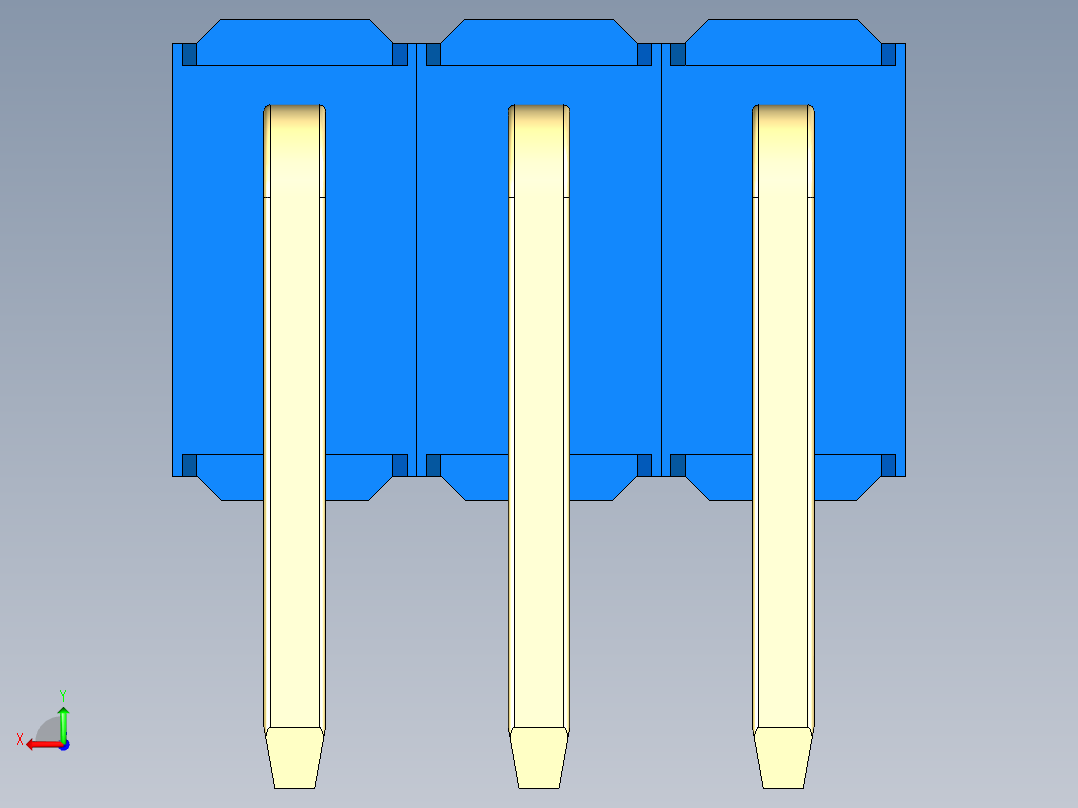 彩色公排针 100mil 2.54mm 系列-DS1022_blue_2x03p_100mil_TypeD_rev1.0后视图