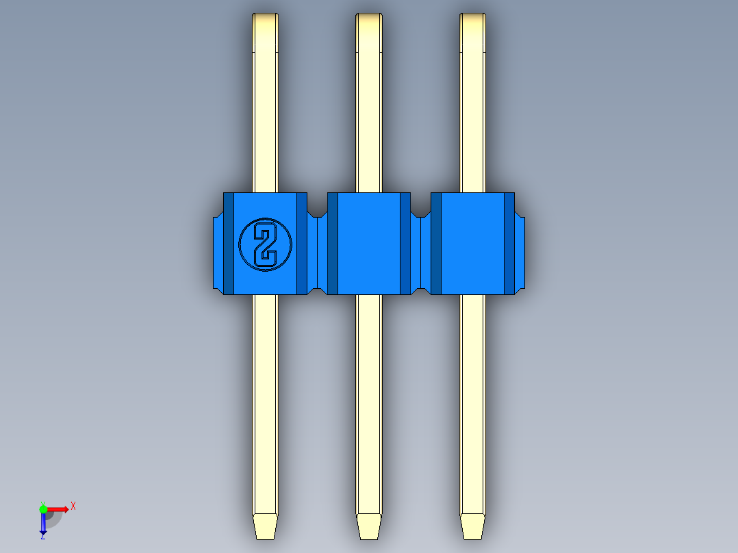 彩色公排针 100mil 2.54mm 系列-DS1022_blue_2x03p_100mil_TypeD_rev1.0俯视图