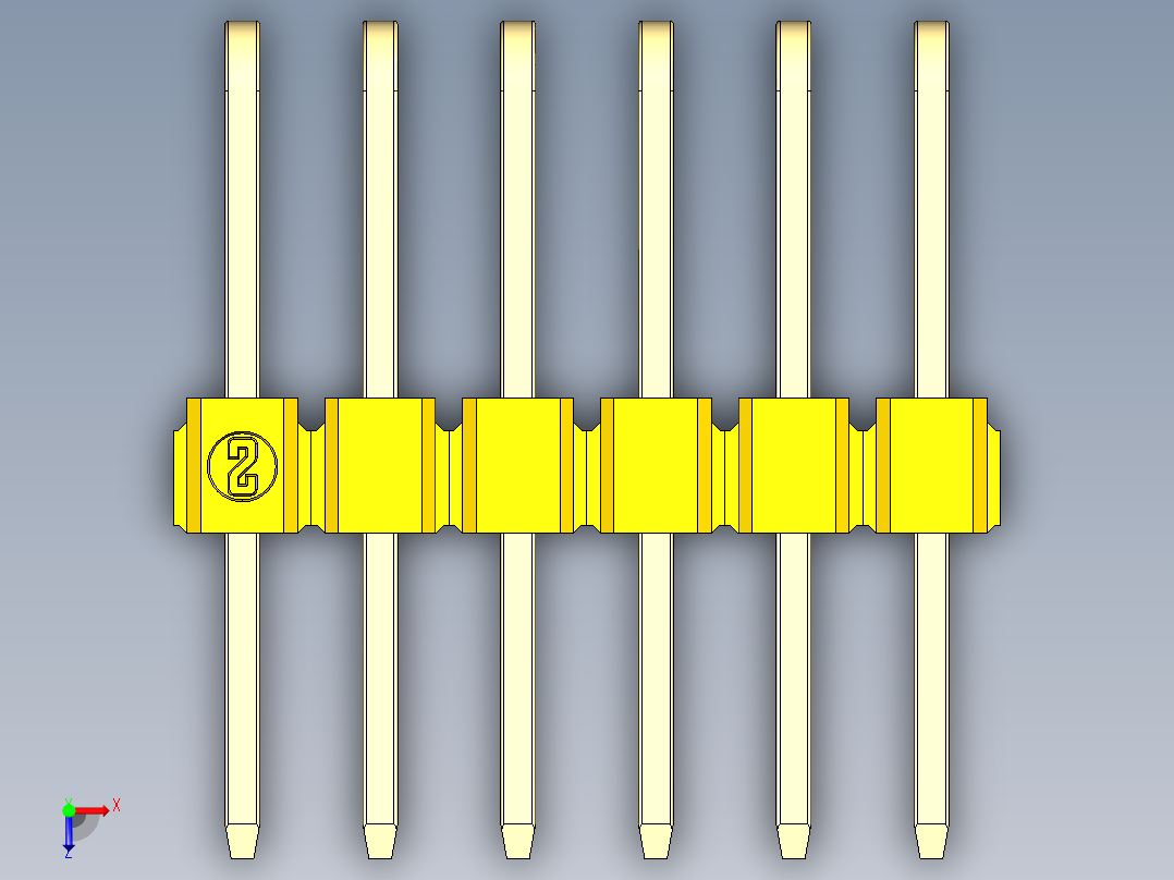 彩色公排针 100mil 2.54mm 系列-DS1022_yellow_3x06p_100mil_TypeD_rev1.0俯视图