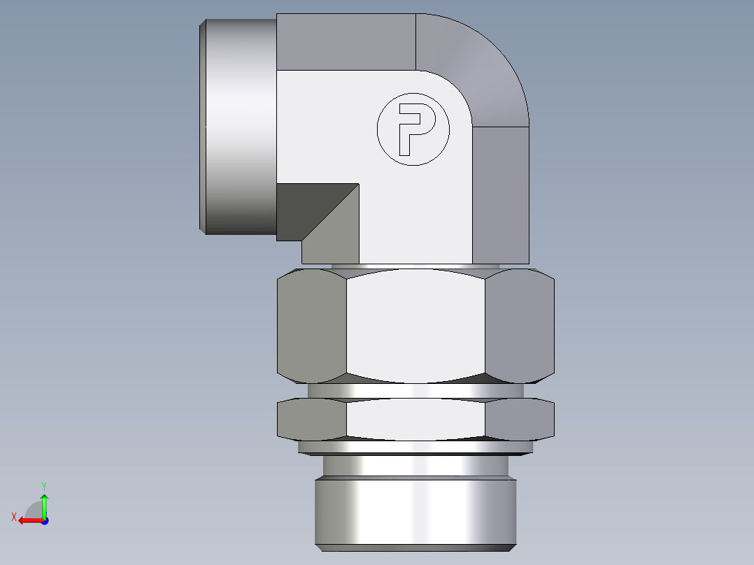 卡套式工业通用硬管接头EO_Assembled_adjustable_standpipe_elbow_EVW35LMOMD71后视图