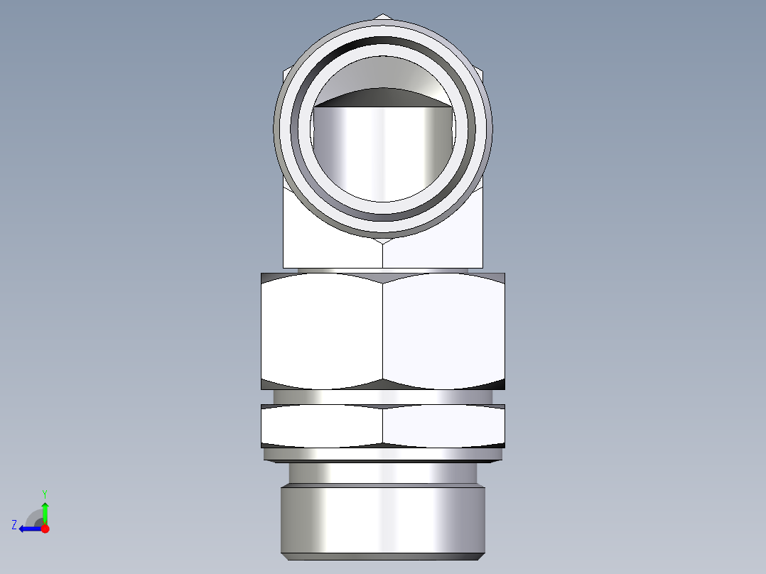 卡套式工业通用硬管接头EO_Assembled_adjustable_standpipe_elbow_EVW35LMOMD71右视图