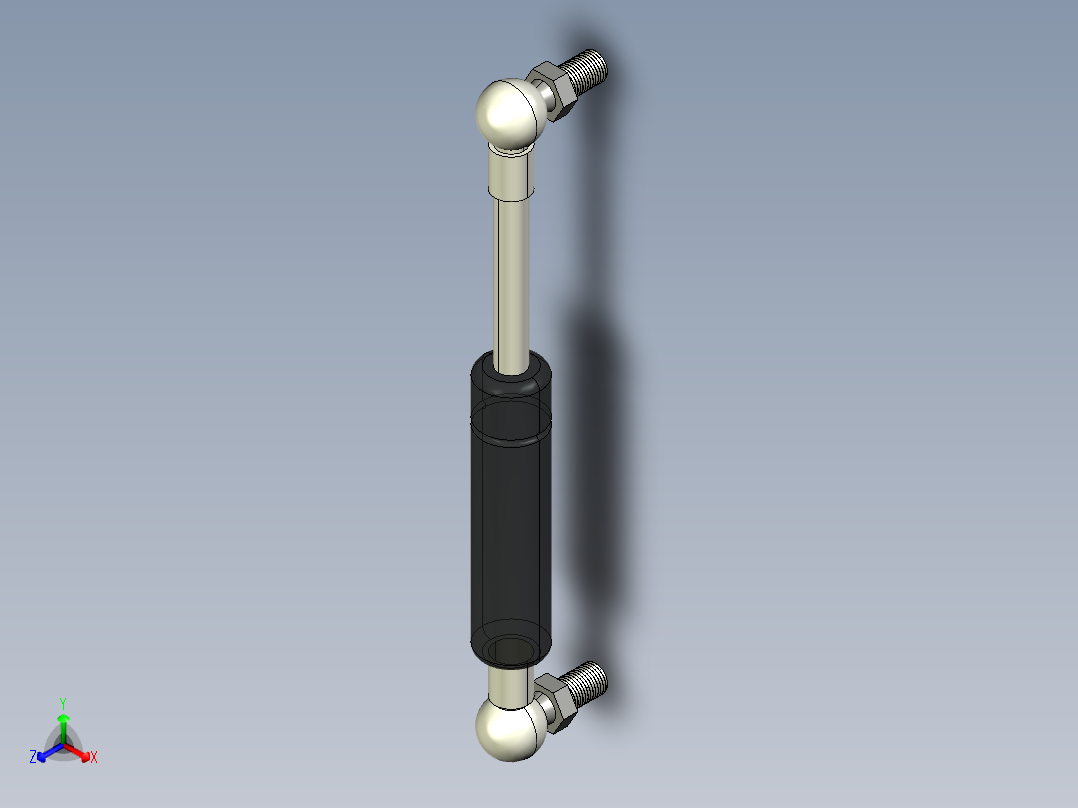 Q气压弹簧B310000029(12KG L165 和尚頭)正等轴测图