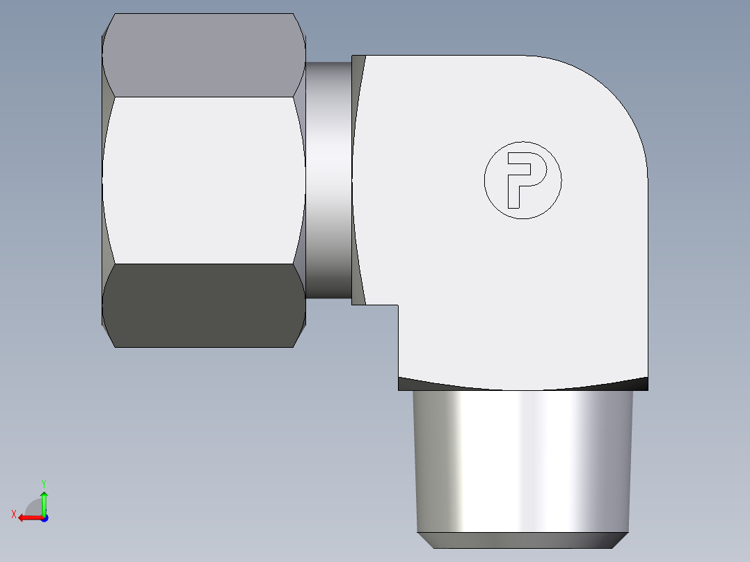 卡套式工业通用硬管接头EO_Male_stud_elbow_WE12LMCF后视图