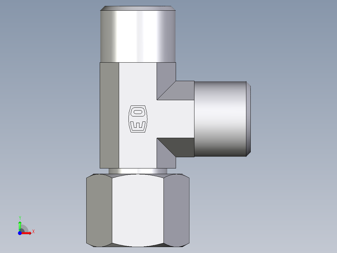 卡套式工业通用硬管接头EO_Swivel_nut_run_tee_EL08SOMD71前视图
