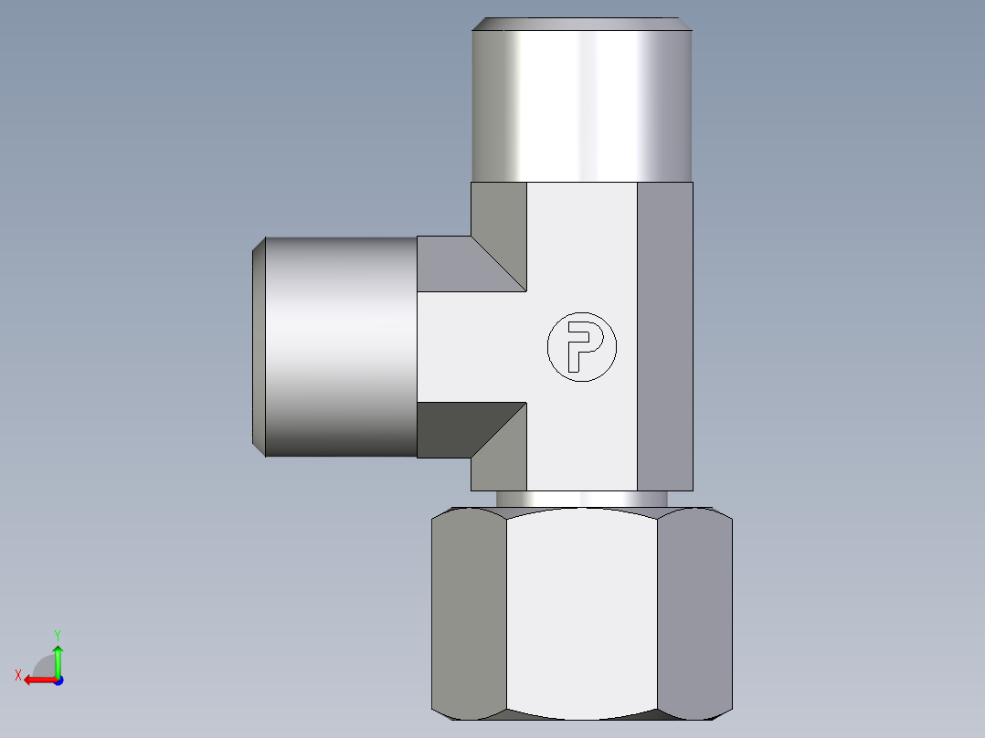 卡套式工业通用硬管接头EO_Swivel_nut_run_tee_EL08SOMD71后视图