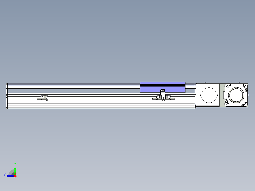 同步带滑台-半封闭B17H-L50-S400-L-P75-D3右视图