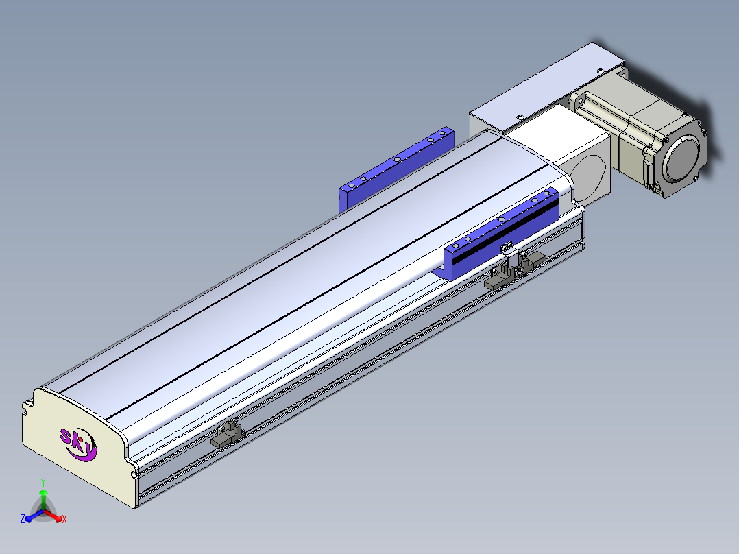 同步带滑台-半封闭B17H-L50-S400-L-P75-D3正等轴测图