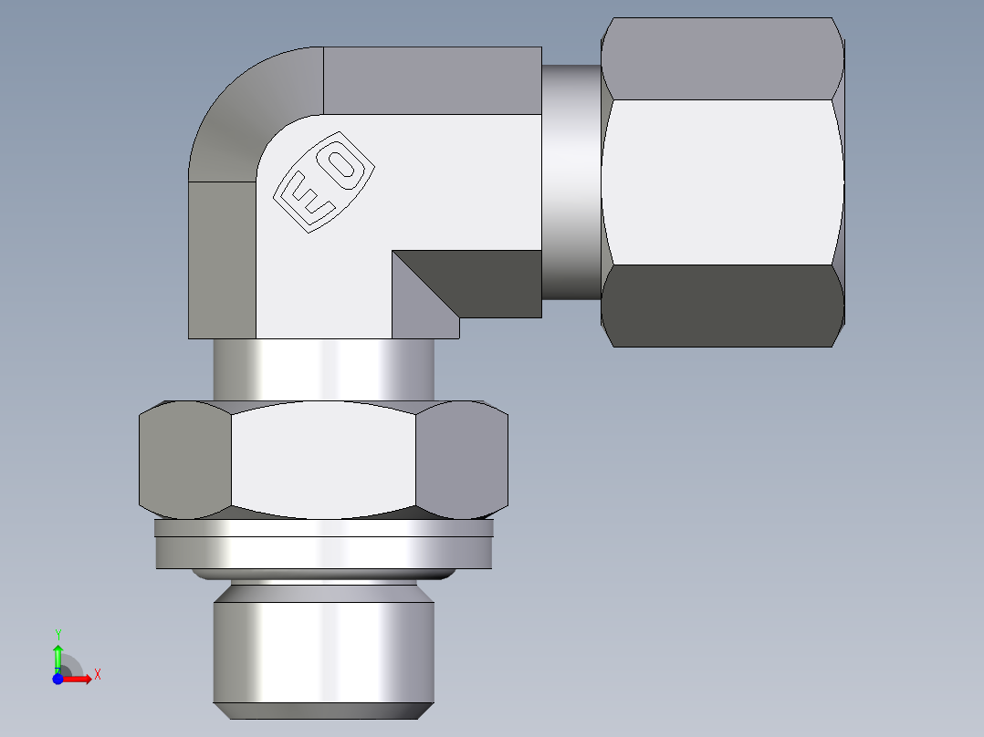 卡套式工业通用硬管接头EO_Adjustable_Locknut_elbow_WEE08LRCF前视图
