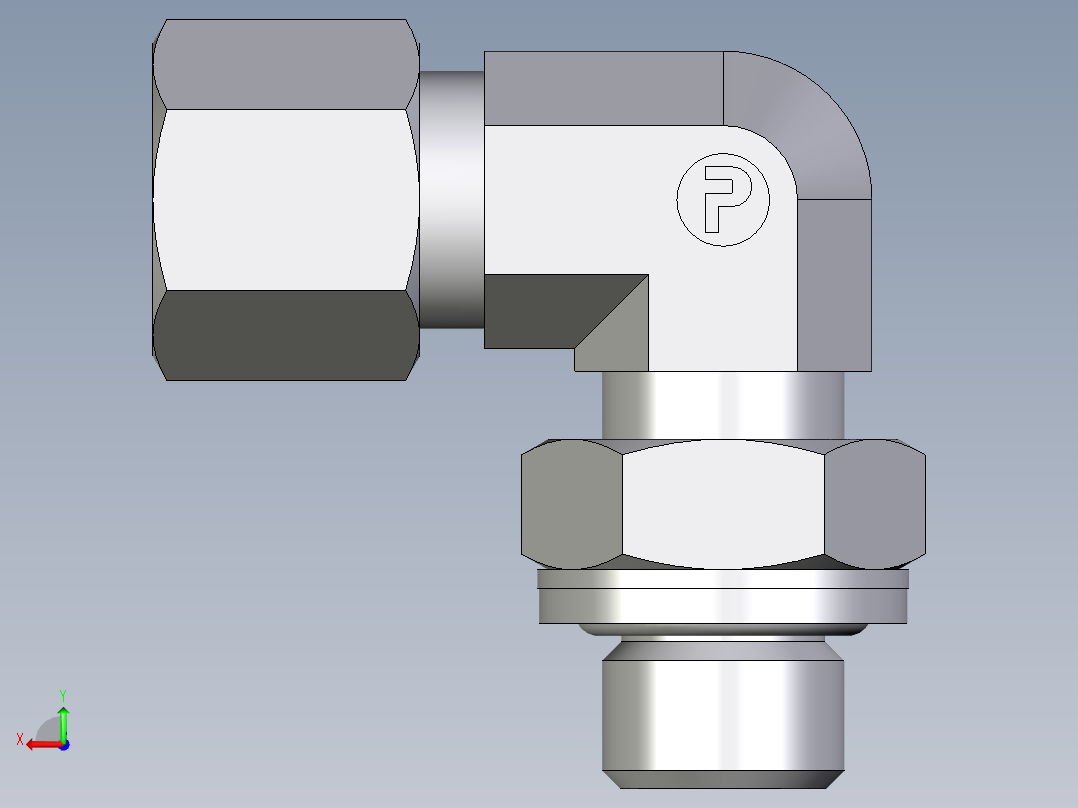 卡套式工业通用硬管接头EO_Adjustable_Locknut_elbow_WEE08LRCF后视图