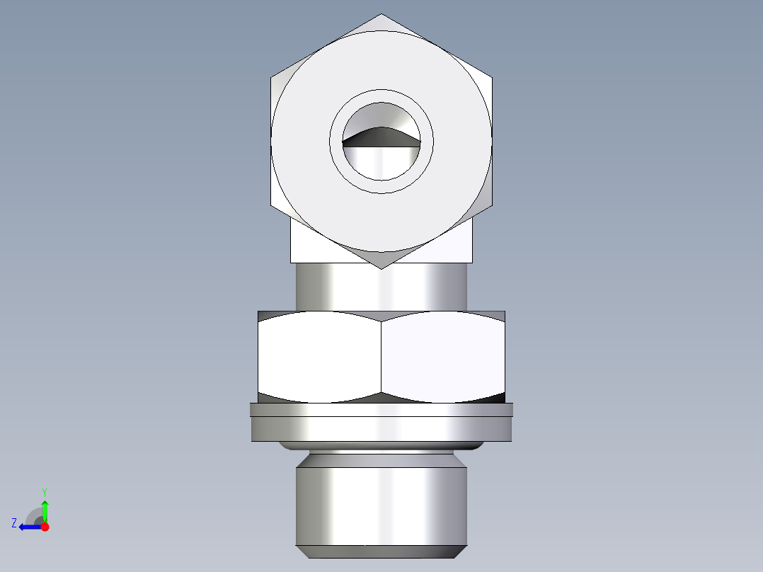 卡套式工业通用硬管接头EO_Adjustable_Locknut_elbow_WEE08LRCF右视图
