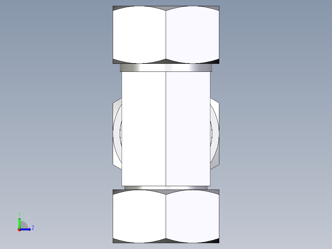 卡套式工业通用硬管接头EO_Swivel_nut_run_tee_EL38SCF左视图