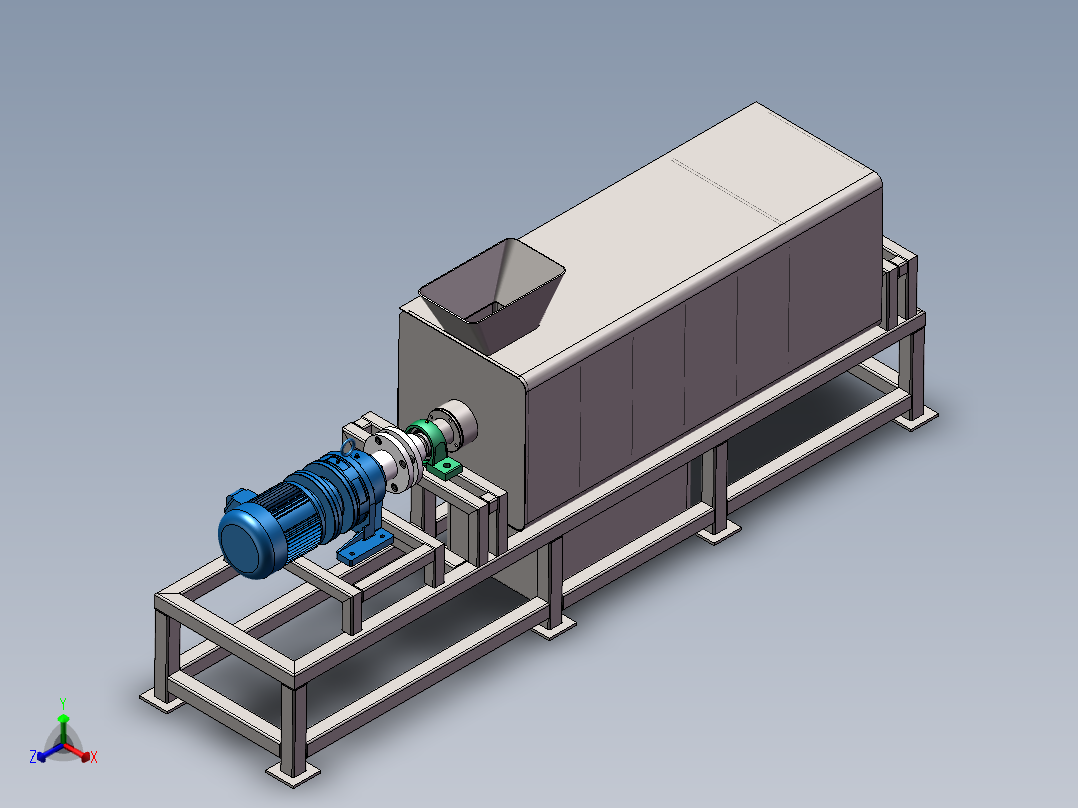餐厨垃圾螺旋压榨脱水脱水机正等轴测图