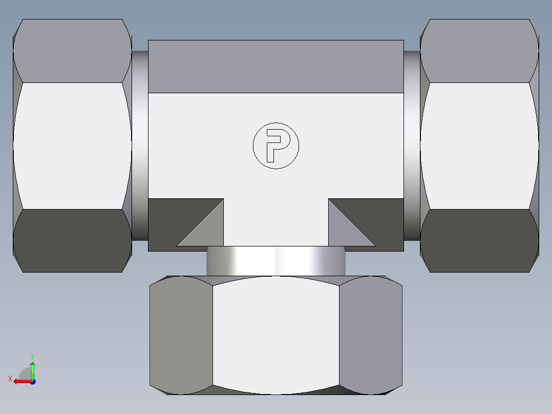 卡套式工业通用硬管接头EO_Standpipe_branch_tee_EVT38SCF后视图