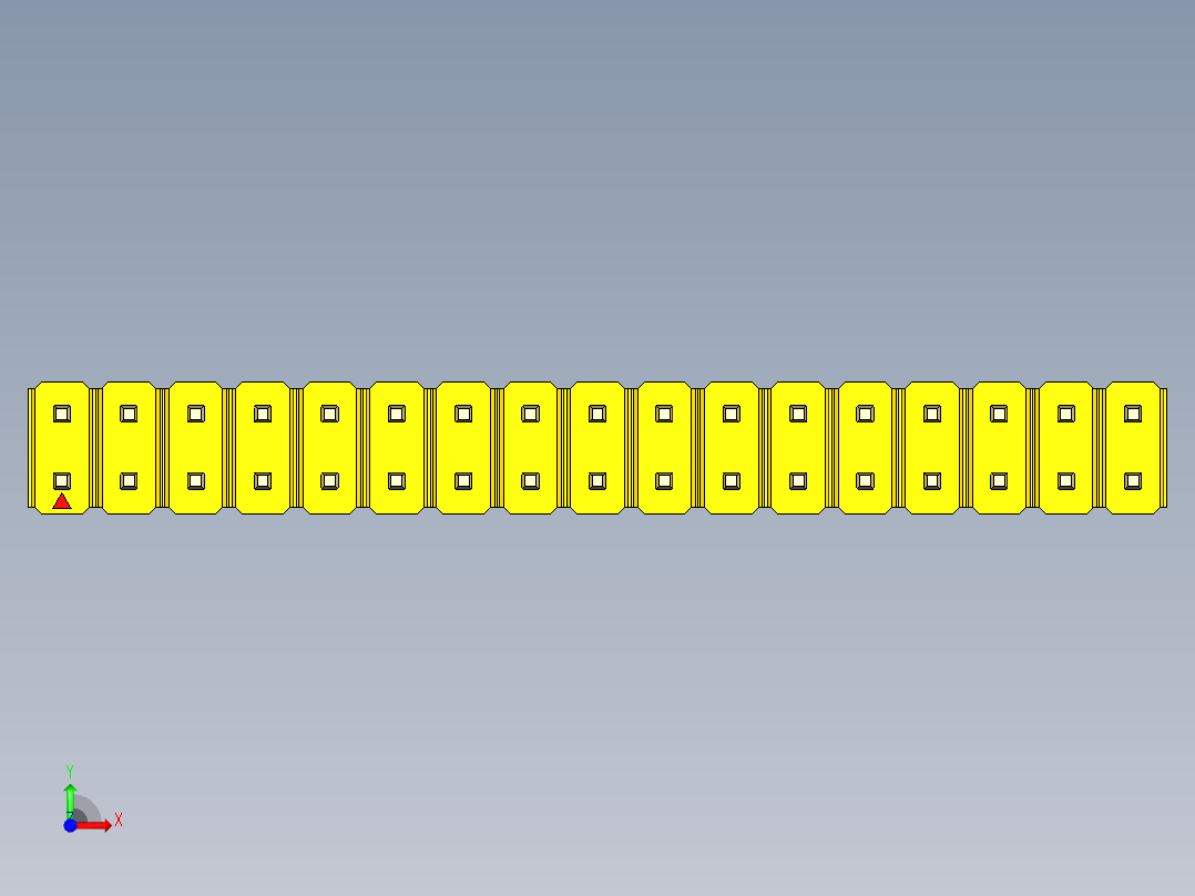 彩色公头100mil（2.54mm）系列-DS1021_yellow_2x17p_100mil_Type5_rev1.0前视图