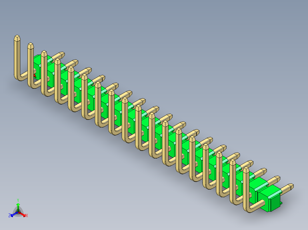 彩色公排针 100mil 2.54mm 系列-DS1022_green_18p_100mil_TypeU_rev1.0