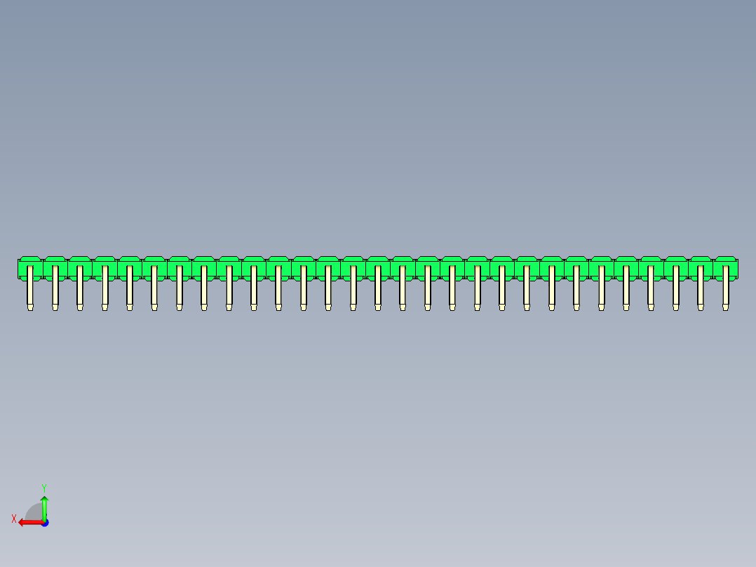 彩色公排针 100mil 2.54mm 系列-DS1022_green_1x29p_100mil_TypeD_rev1.0后视图