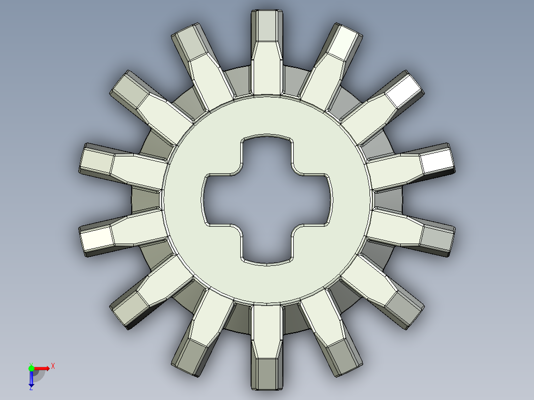 4143 OldGray Technic Gear 14 Tooth Bevel.STEP俯视图