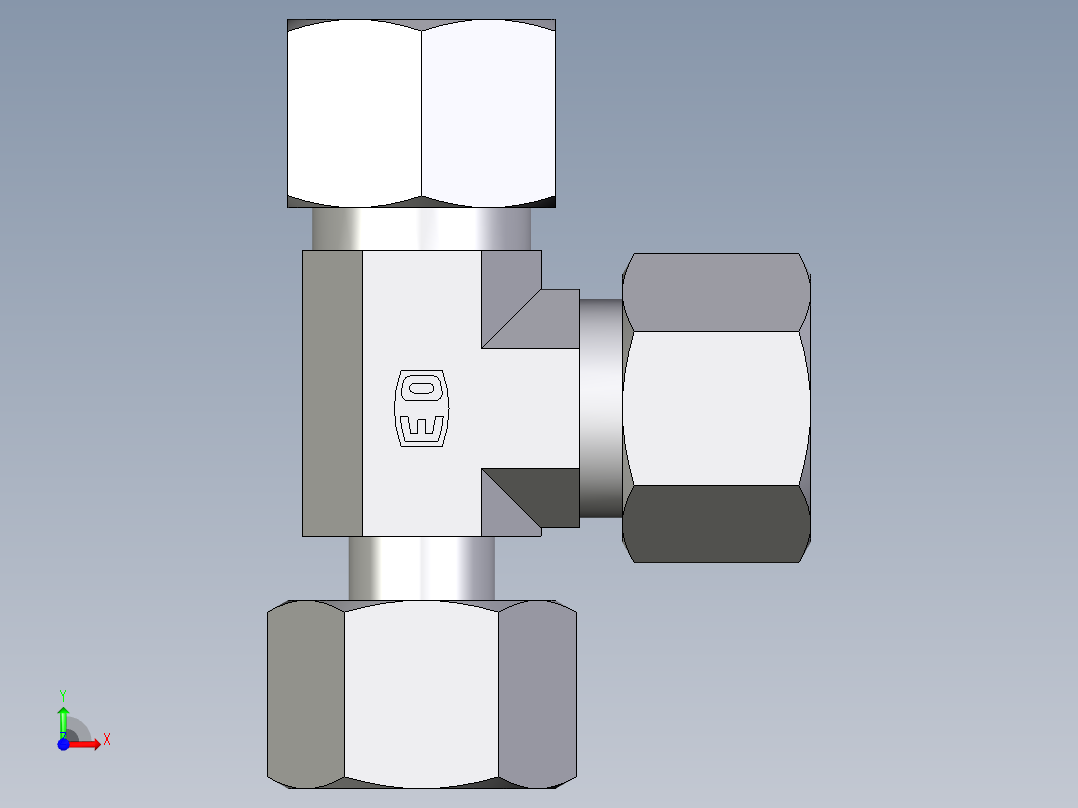 卡套式工业通用硬管接头EO_Standpipe_run_tee_EVL12LCF前视图