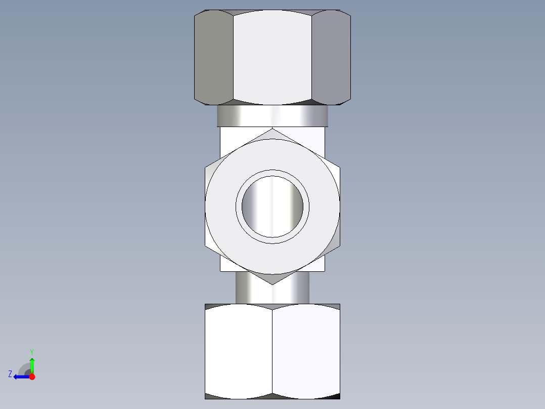 卡套式工业通用硬管接头EO_Standpipe_run_tee_EVL12LCF右视图