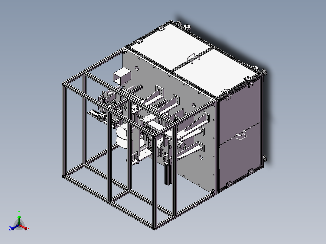 非标检测贴胶包装一体机正等轴测图