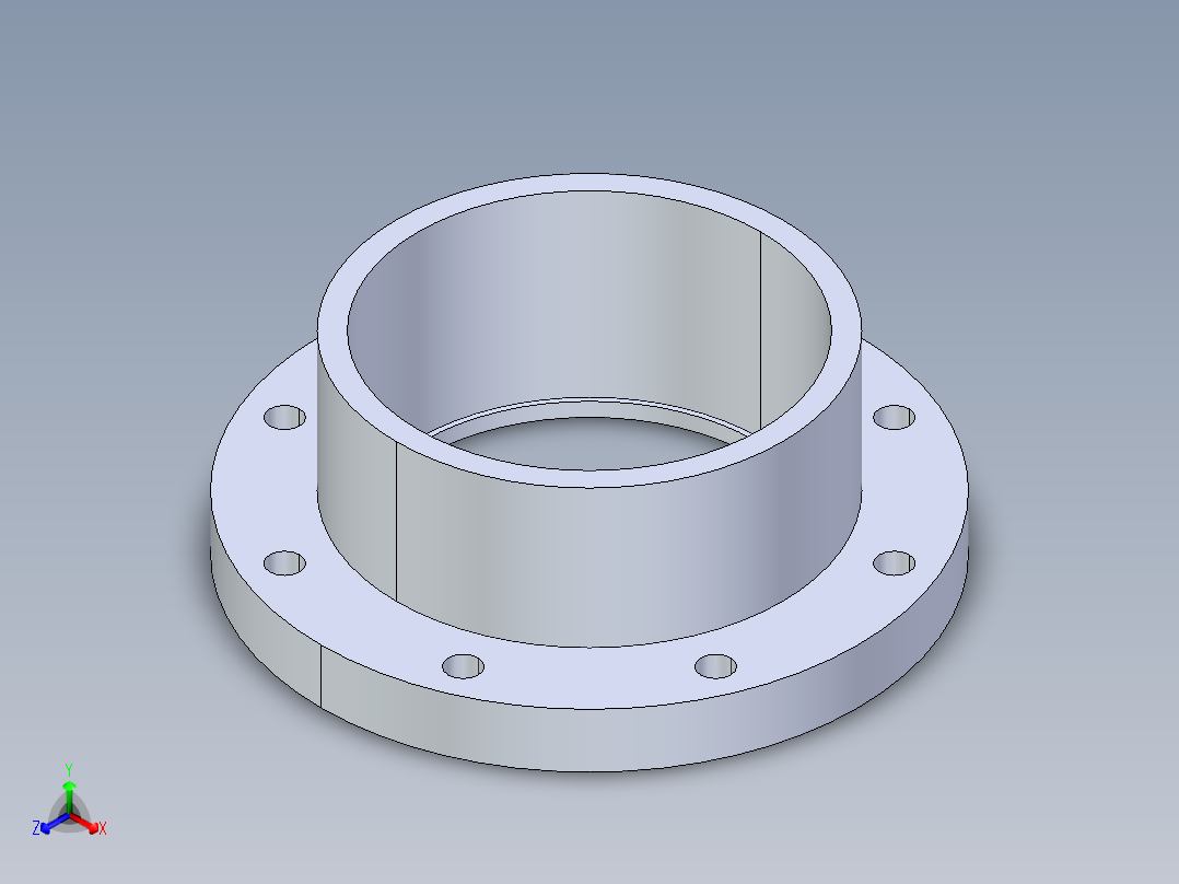 聚氯乙烯配件23-Sch80_Flange One-Piece_SOC_851-080_8in正等轴测图