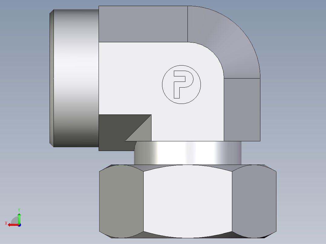 卡套式工业通用硬管接头EO_Standpipe_elbow_EVW35LOMDCF后视图