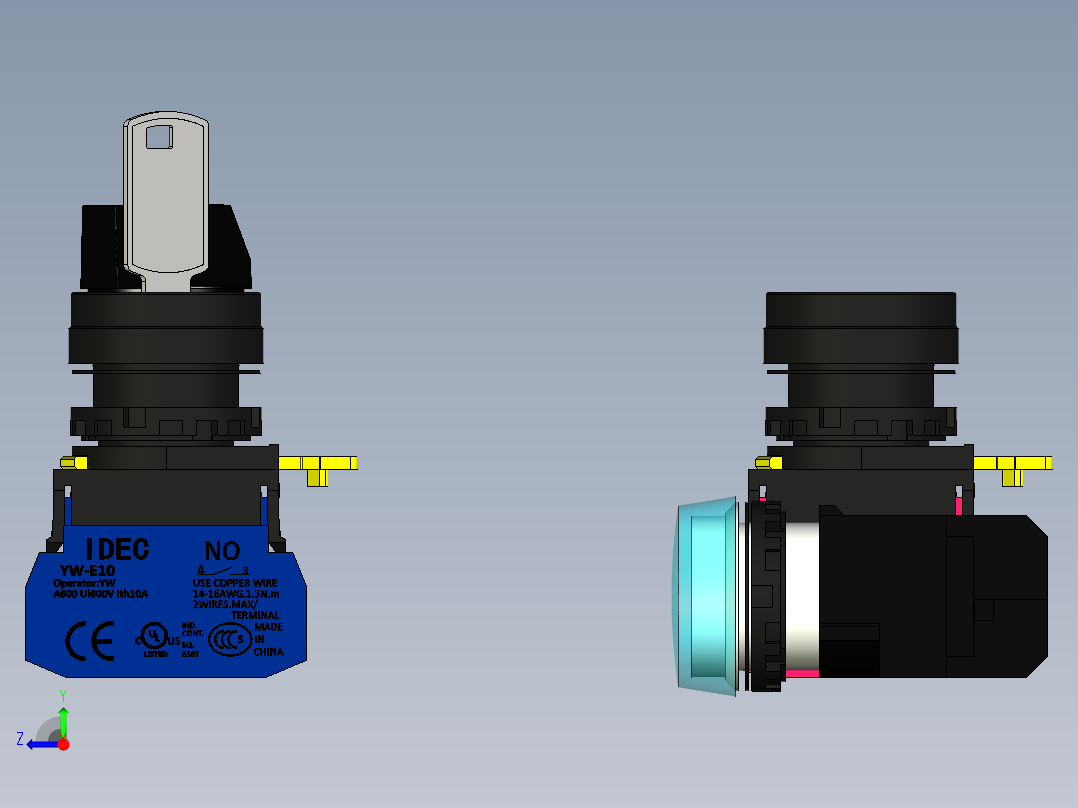 IDEC 22开关和指示灯右视图