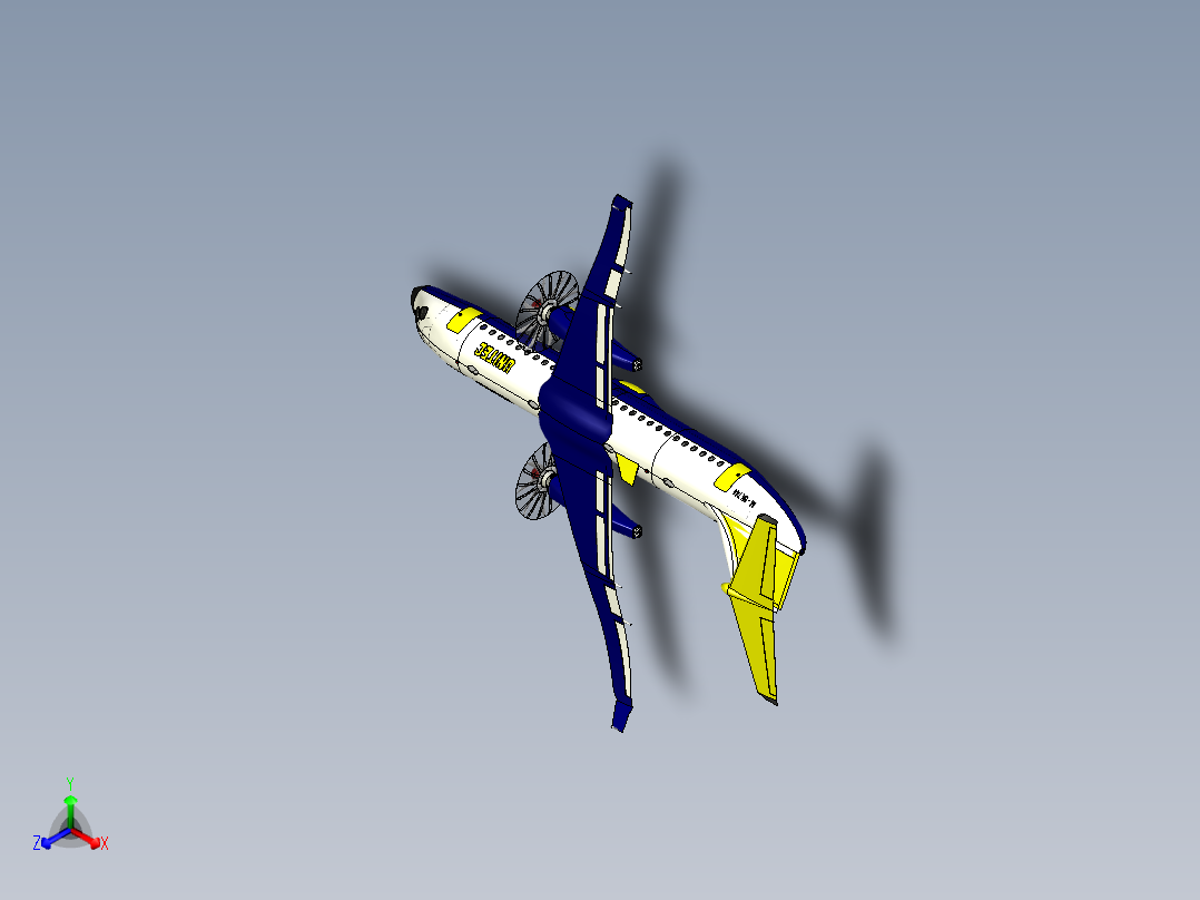 Proton Turboliner试验机3D数模图纸 x_t格式主视图
