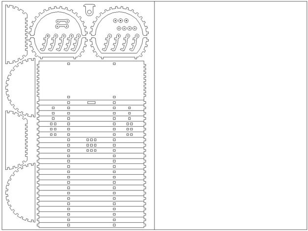 玩具圆桶箱模型激光雕刻图纸 dxf格式