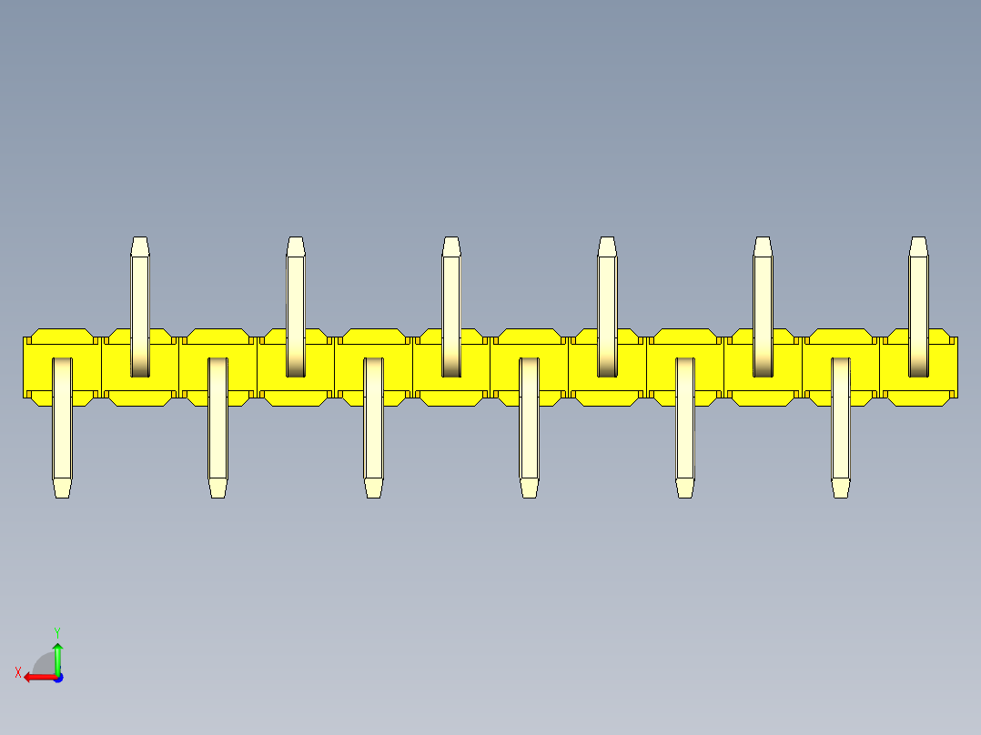彩色公排针 100mil 2.54mm 系列-DS1022_yellow_12p_100mil_Type_SMT_R1_rev1.0后视图