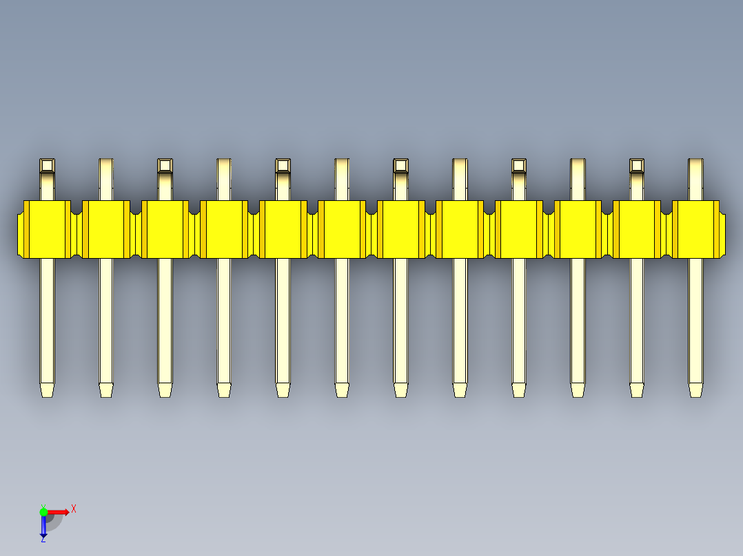 彩色公排针 100mil 2.54mm 系列-DS1022_yellow_12p_100mil_Type_SMT_R1_rev1.0俯视图