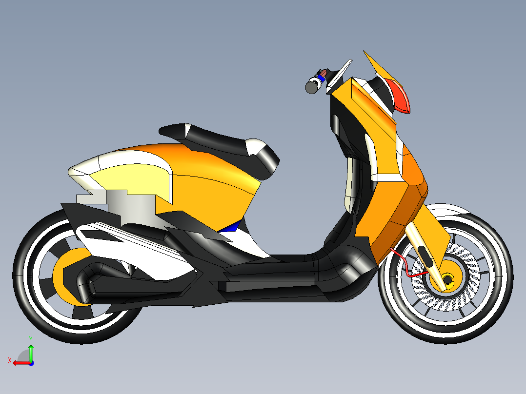 轻型电动摩托车造型后视图