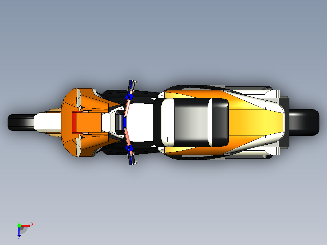 轻型电动摩托车造型俯视图