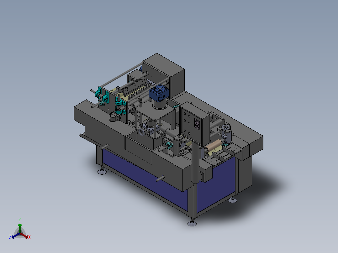 异形木板滚涂机正等轴测图