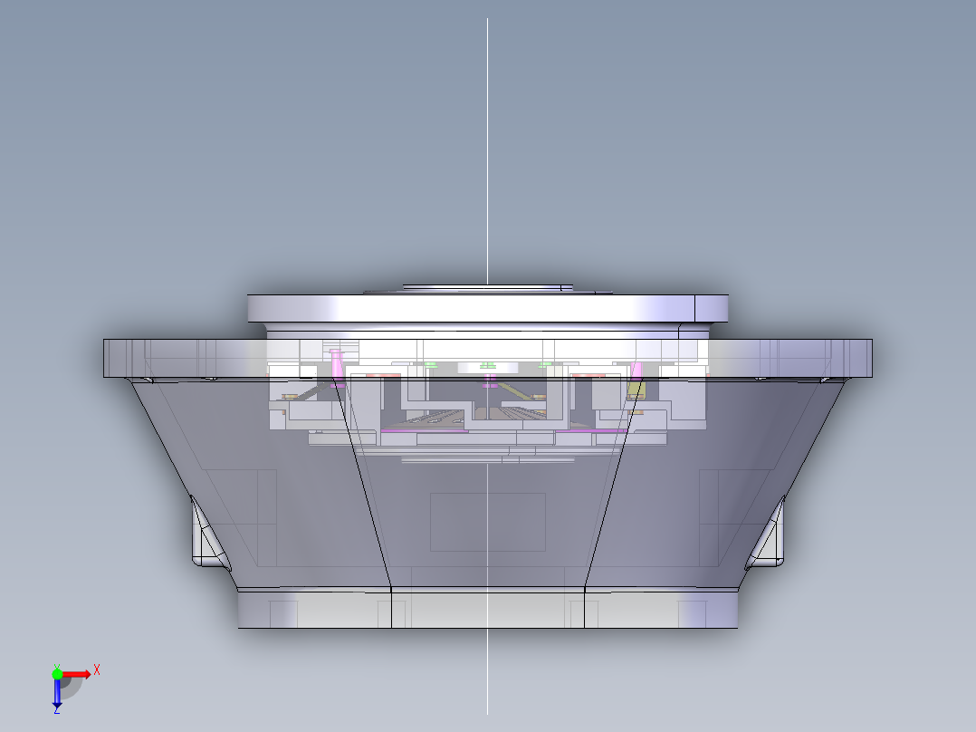 汽车膜片弹簧离合器CATIA建模图俯视图