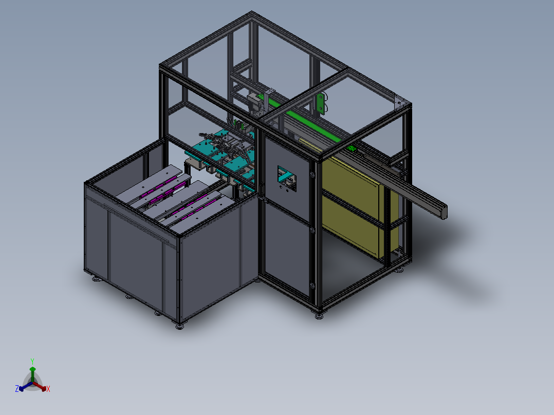 液晶面板 搬运抽检设备sw10可编辑正等轴测图