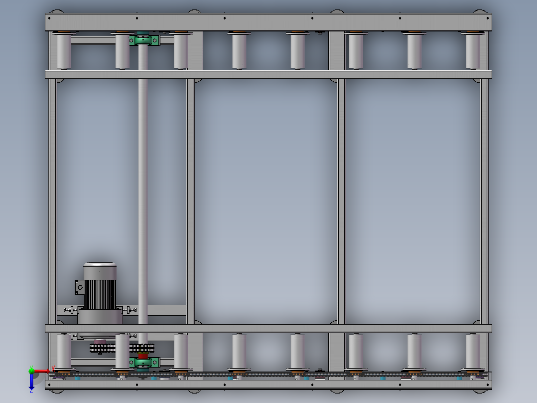 输送辊道线（sw21可编辑+工程图）俯视图