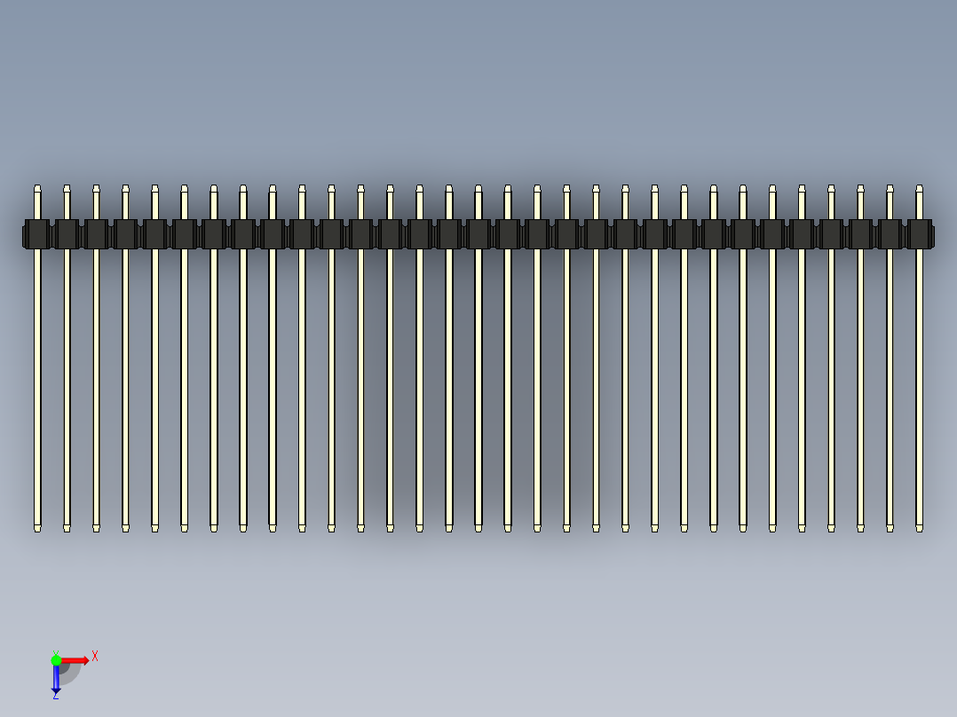 彩色公头100mil（2.54mm）系列-DS1021_black_1x31p_100mil_Type43_rev1.0俯视图