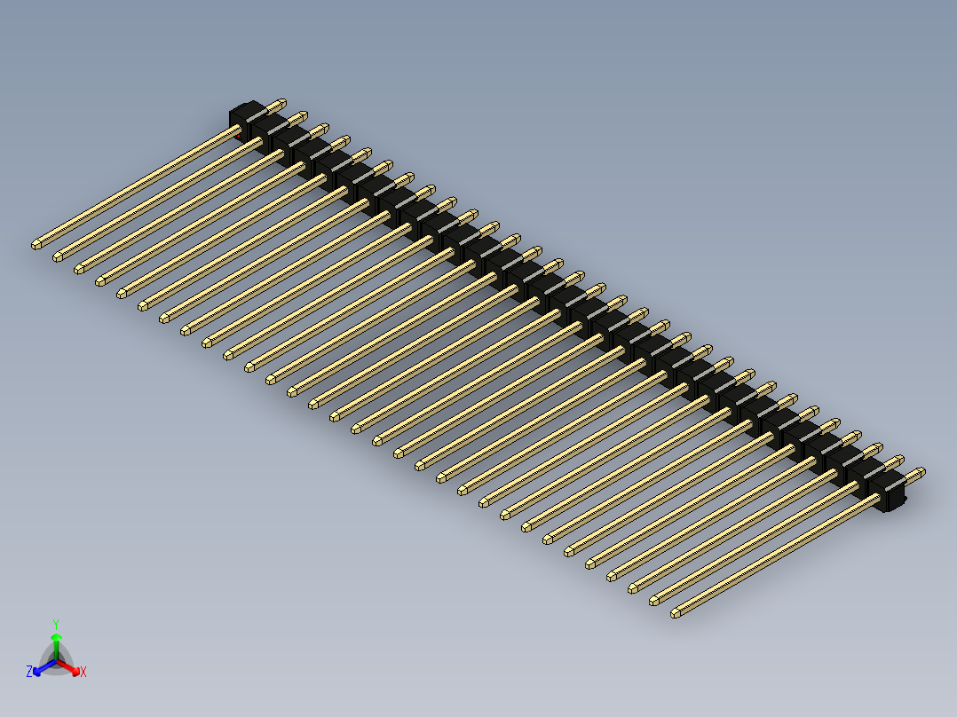 彩色公头100mil（2.54mm）系列-DS1021_black_1x31p_100mil_Type43_rev1.0正等轴测图