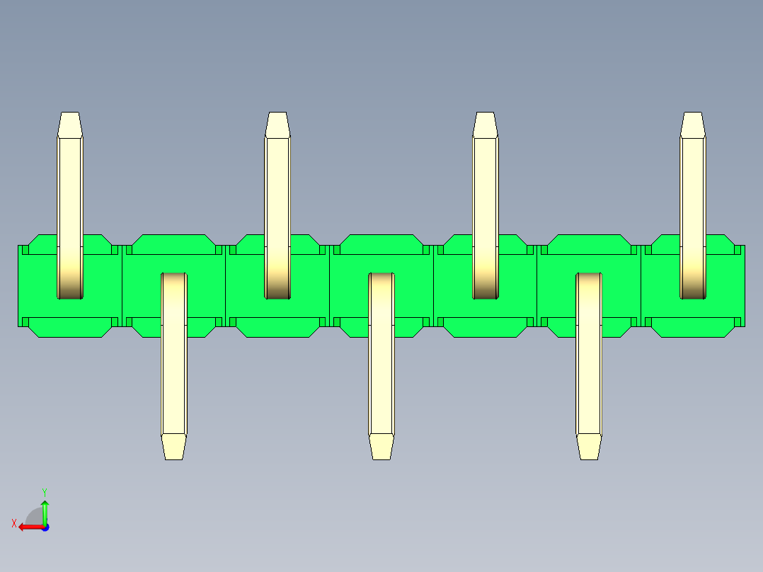 彩色公排针 100mil 2.54mm 系列-DS1022_green_07p_100mil_Type_SMT_R1_rev1.0后视图