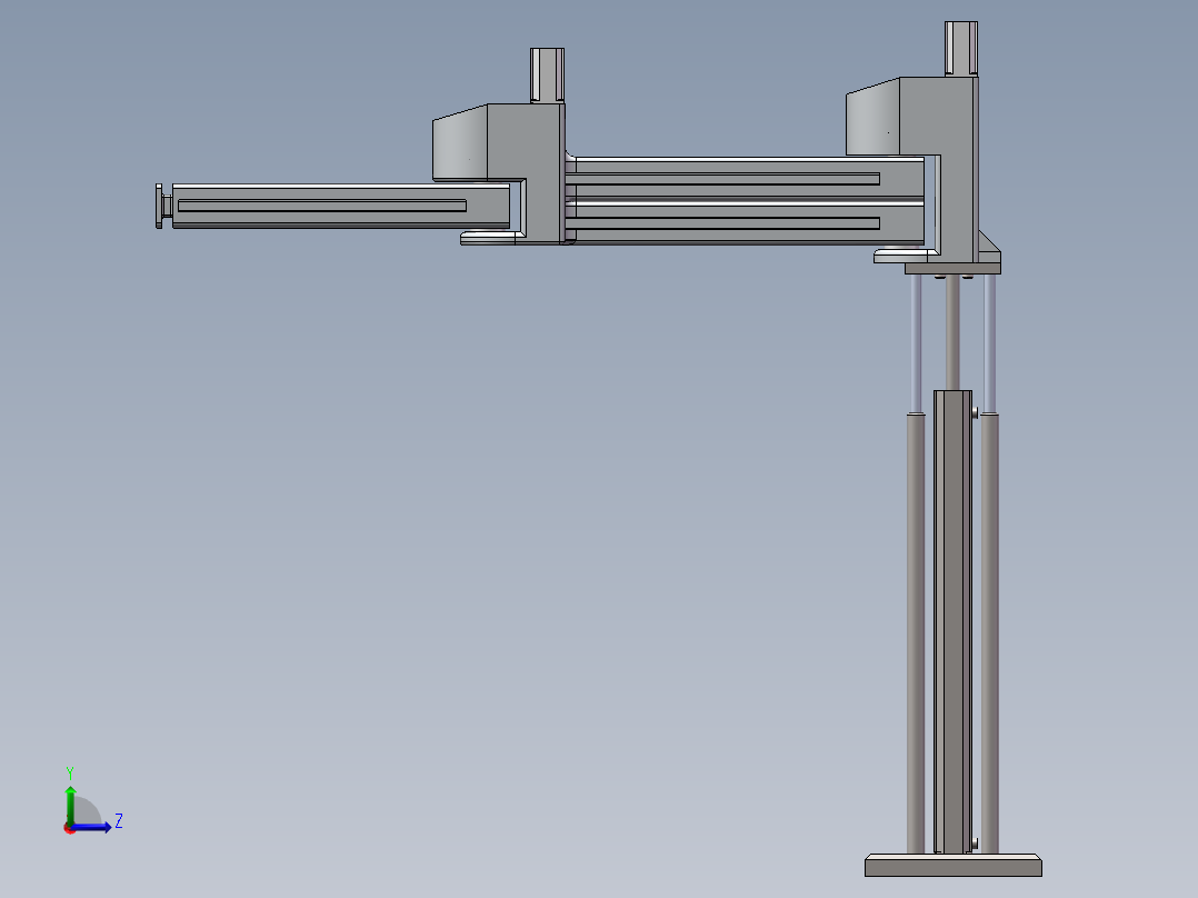 三自由度工业机器人的结构设计图纸+solidworks三维模型+说明书1左视图
