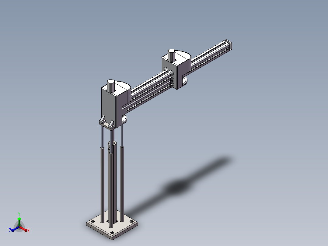三自由度工业机器人的结构设计图纸+solidworks三维模型+说明书1正等轴测图