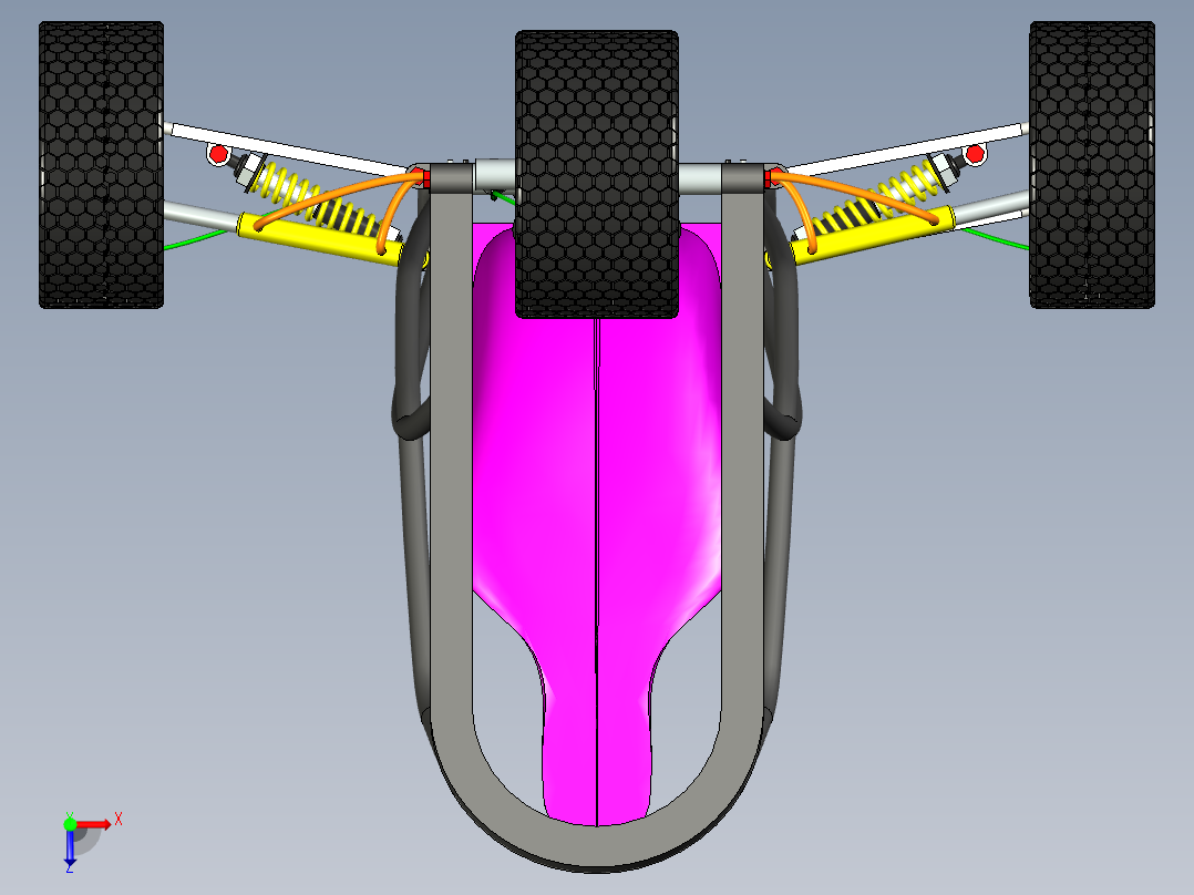 51-三轮单座卡丁车三维建模图纸 SolidEdge设计 附STEP格式俯视图
