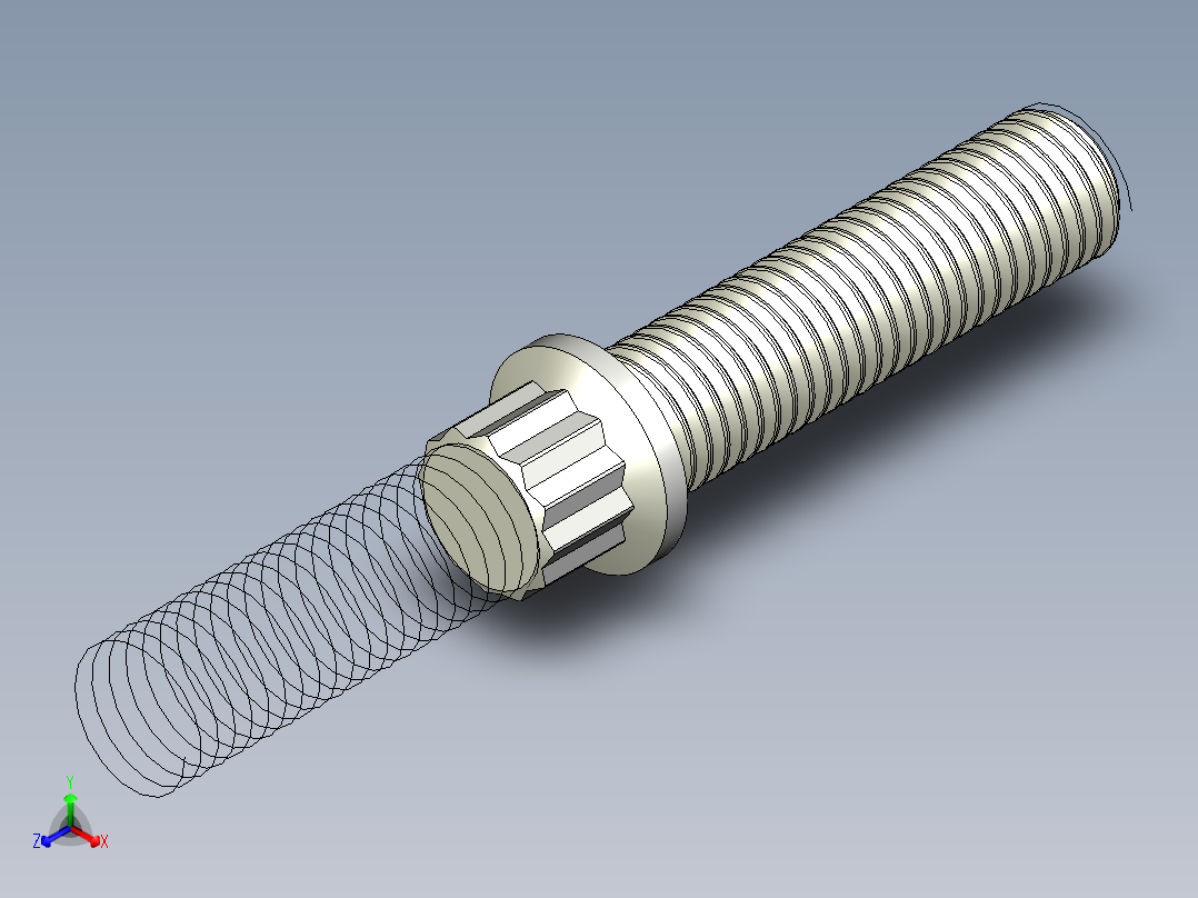 1_4in-28法兰头螺钉-1-4in-28 1long 12-point screws.x_t正等轴测图